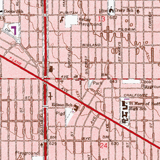 Topographic Map of New Jerusalem Temple Missionary Baptist Church, MI