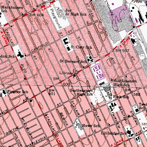 Topographic Map of New Millennium Missionary Baptist Church, MI
