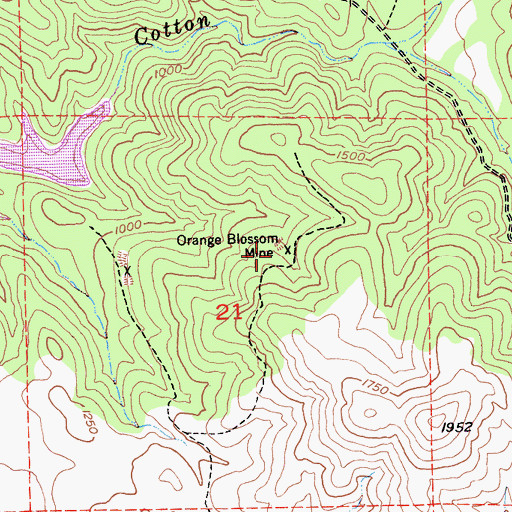 Topographic Map of Orange Blossom Mine, CA