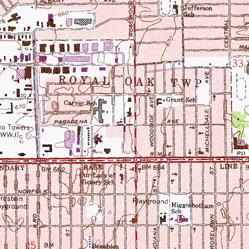 Topographic Map of New Mount Vernon Baptist Church, MI