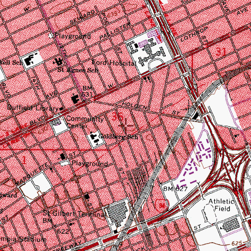 Topographic Map of New Order Missionary Baptist Church, MI
