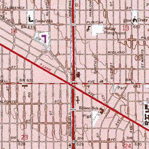 Topographic Map of New Saint Paul Tabernacle Church of God in Christ, MI