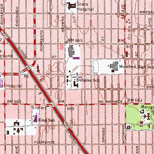 Topographic Map of New Schulze Elementary School, MI