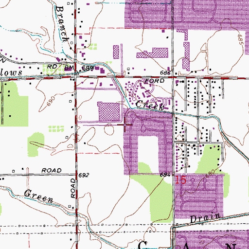 Topographic Map of New Towne Plaza Shopping Center, MI