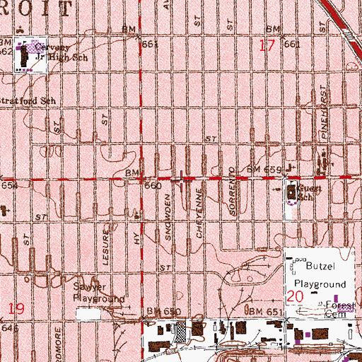 Topographic Map of New White Stone Missionary Baptist Church, MI
