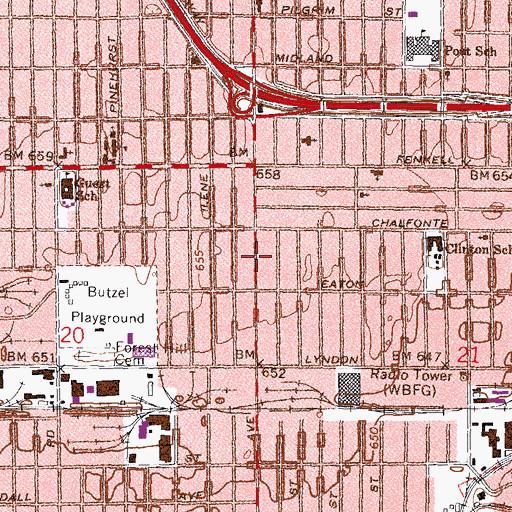 Topographic Map of Newbirth Missionary Church, MI
