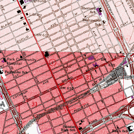 Topographic Map of North End Church of God in Christ, MI