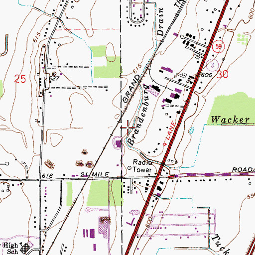 Topographic Map of North Gratiot Crossing Shopping Center, MI