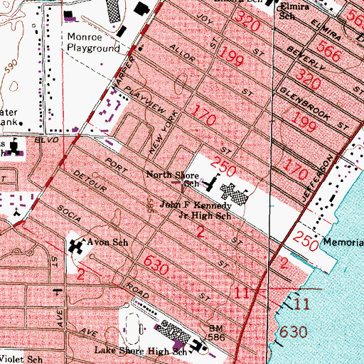 Topographic Map of North Lake High School, MI