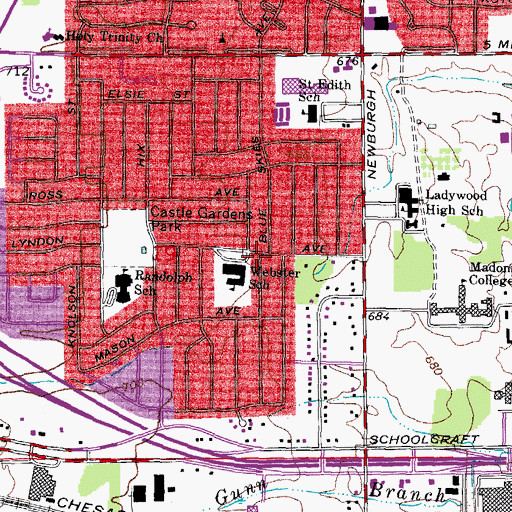 Topographic Map of North West Wayne Trainable Center, MI