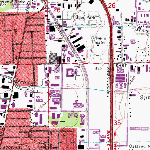 Topographic Map of Northfield Commons Shopping Center, MI