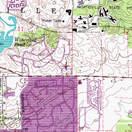 Topographic Map of Northville Fire Station Number 1, MI