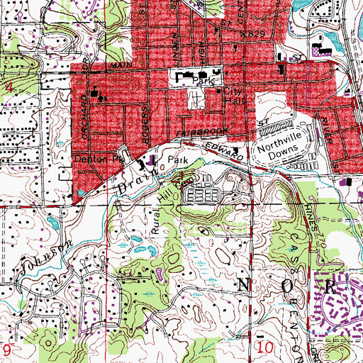 Topographic Map of Northville Square Shopping Center, MI