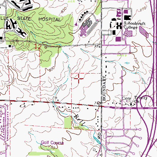 Topographic Map of Northville Village Center Shopping Center, MI