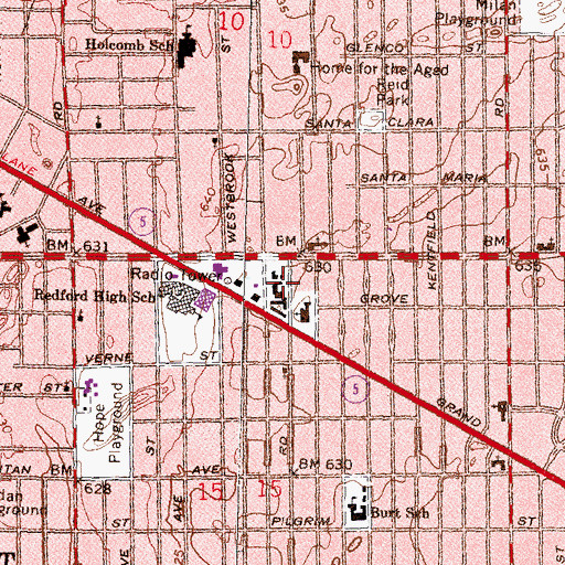 Topographic Map of Northwest Detroit Cooperative School, MI