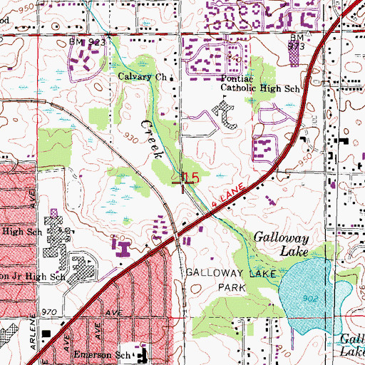 Topographic Map of Notre Dame Preparatory School, MI