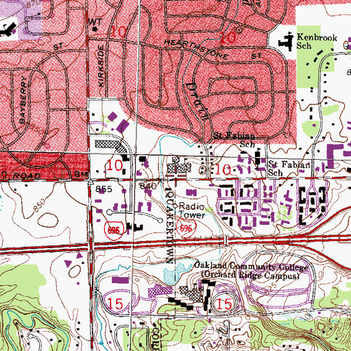 Topographic Map of O E Dunckel Middle School, MI