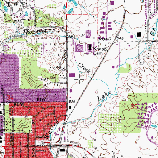 Topographic Map of Oak Pointe Plaza Shopping Center, MI