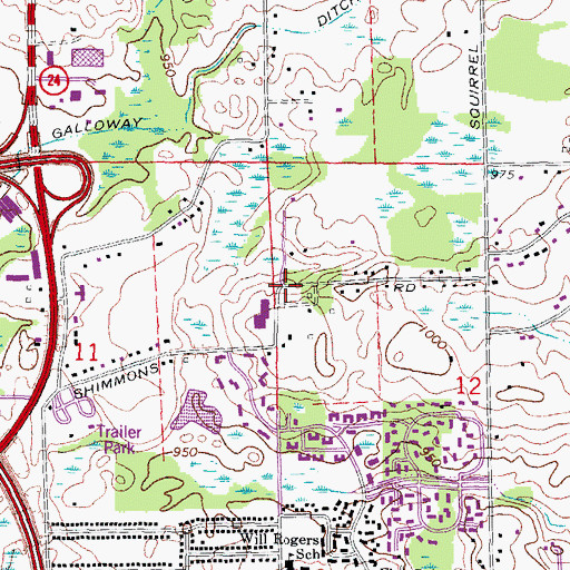 Topographic Map of Oakland Christian School, MI