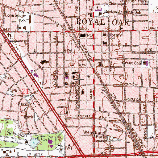 Topographic Map of Oakland Comm College Southeast Campus, MI