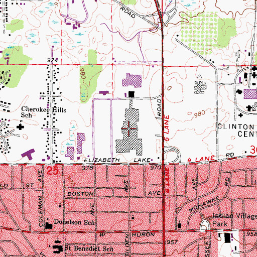 Topographic Map of Oakland Point Shopping Center, MI