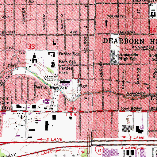 Topographic Map of Oakley W Best Middle School, MI