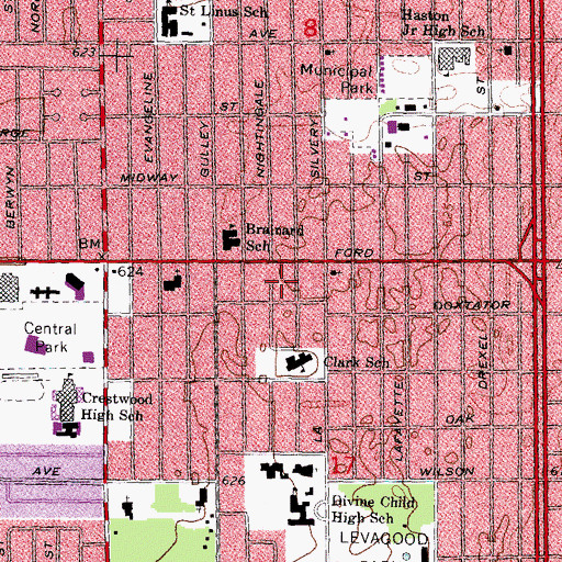 Topographic Map of Oakwood Breast Care Center - Dearborn, MI