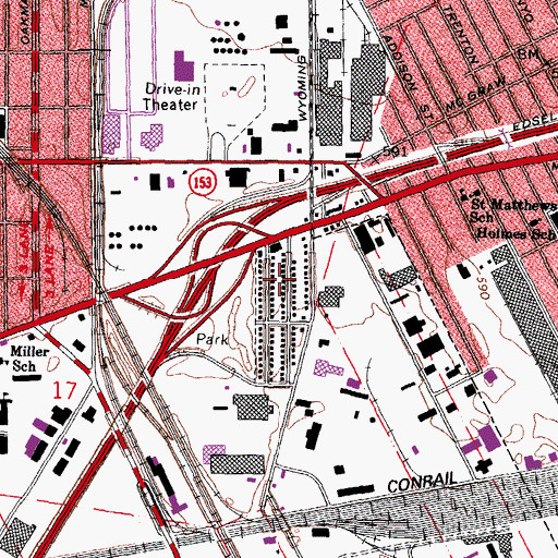 Topographic Map of Oakwood Healthcare Center - Dearborn, MI
