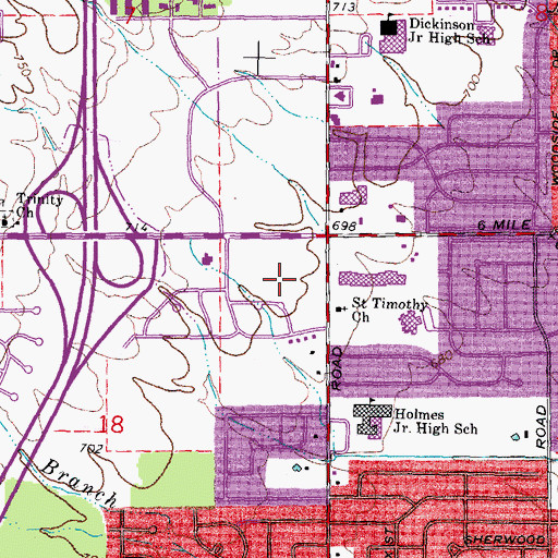 Topographic Map of Oakwood Healthcare Center - Livonia, MI