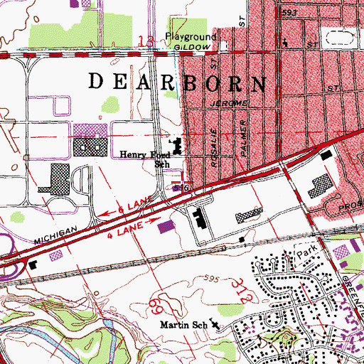 Topographic Map of Oakwood Healthcare Center - Mercury, MI