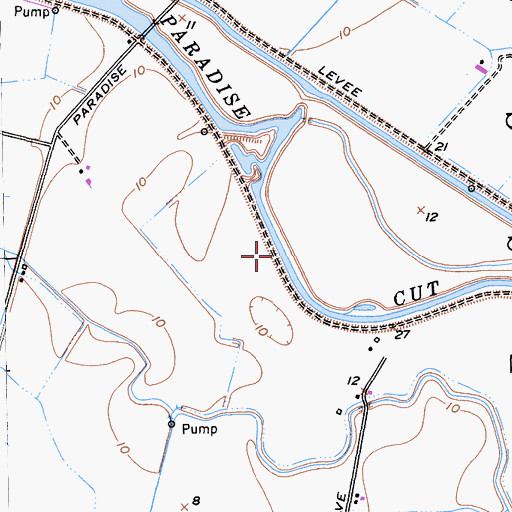 Topographic Map of Paradise Cut, CA