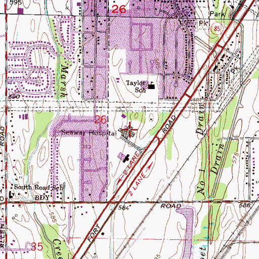 Topographic Map of Beaumont Hospital - Trenton, MI
