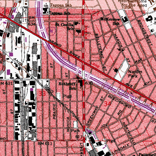 Topographic Map of Obedient Missionary Baptist Church, MI