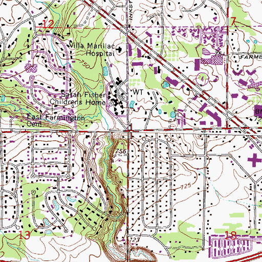 Topographic Map of O'Connell School at Sarah Fisher, MI