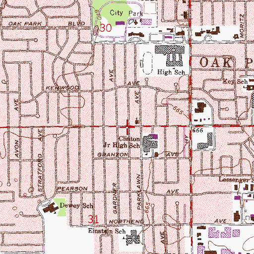 Topographic Map of Oholei Yosef Yitzchak Lubavi School, MI