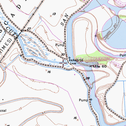 Topographic Map of Paradise Dam, CA
