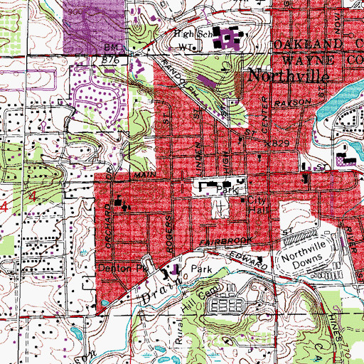 Topographic Map of Old Village School (historical), MI