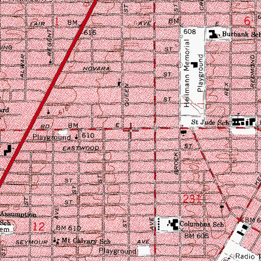 Topographic Map of Open Door Church of God in Christ of Detroit, MI