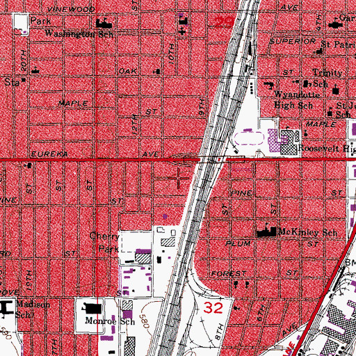 Topographic Map of Orange Street Church of God of Prophecy, MI