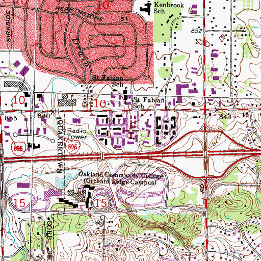 Topographic Map of Orchard 12 Plaza Shopping Center, MI