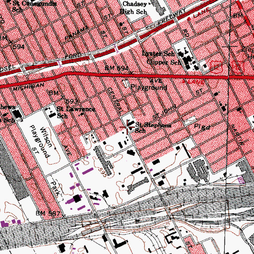 Topographic Map of Our Lady of Guadalupe Middle School, MI