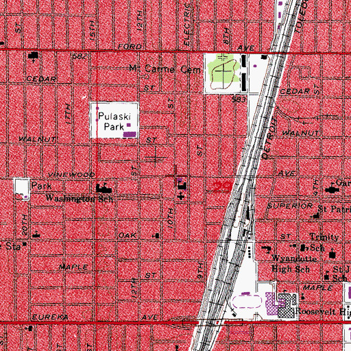 Topographic Map of Our Lady of Mount Carmel High School, MI