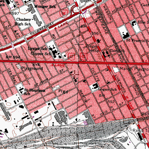 Topographic Map of Our Lady Queen of Angels School, MI