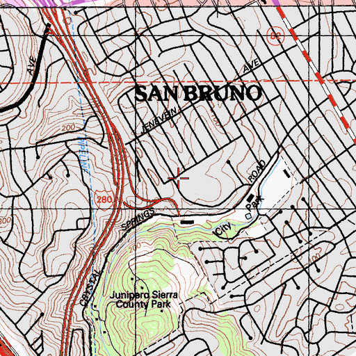 Topographic Map of Parkside Intermediate School, CA