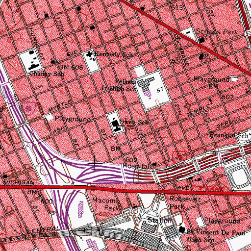 Topographic Map of Owen Elementary School, MI