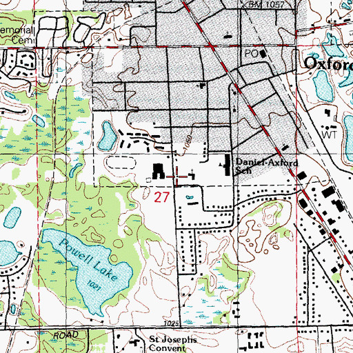 Topographic Map of Oxford Christian Academy, MI