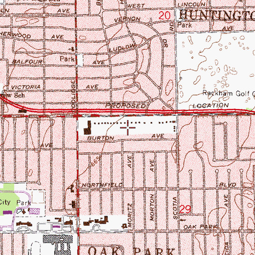 Topographic Map of Parkwoods Plaza Shopping Center, MI