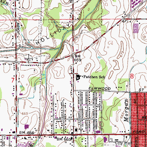 Topographic Map of Patchin Elementary School, MI