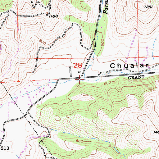 Topographic Map of Parsons Creek, CA