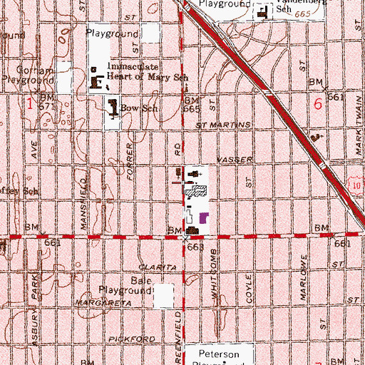 Topographic Map of People's United Methodist Church, MI